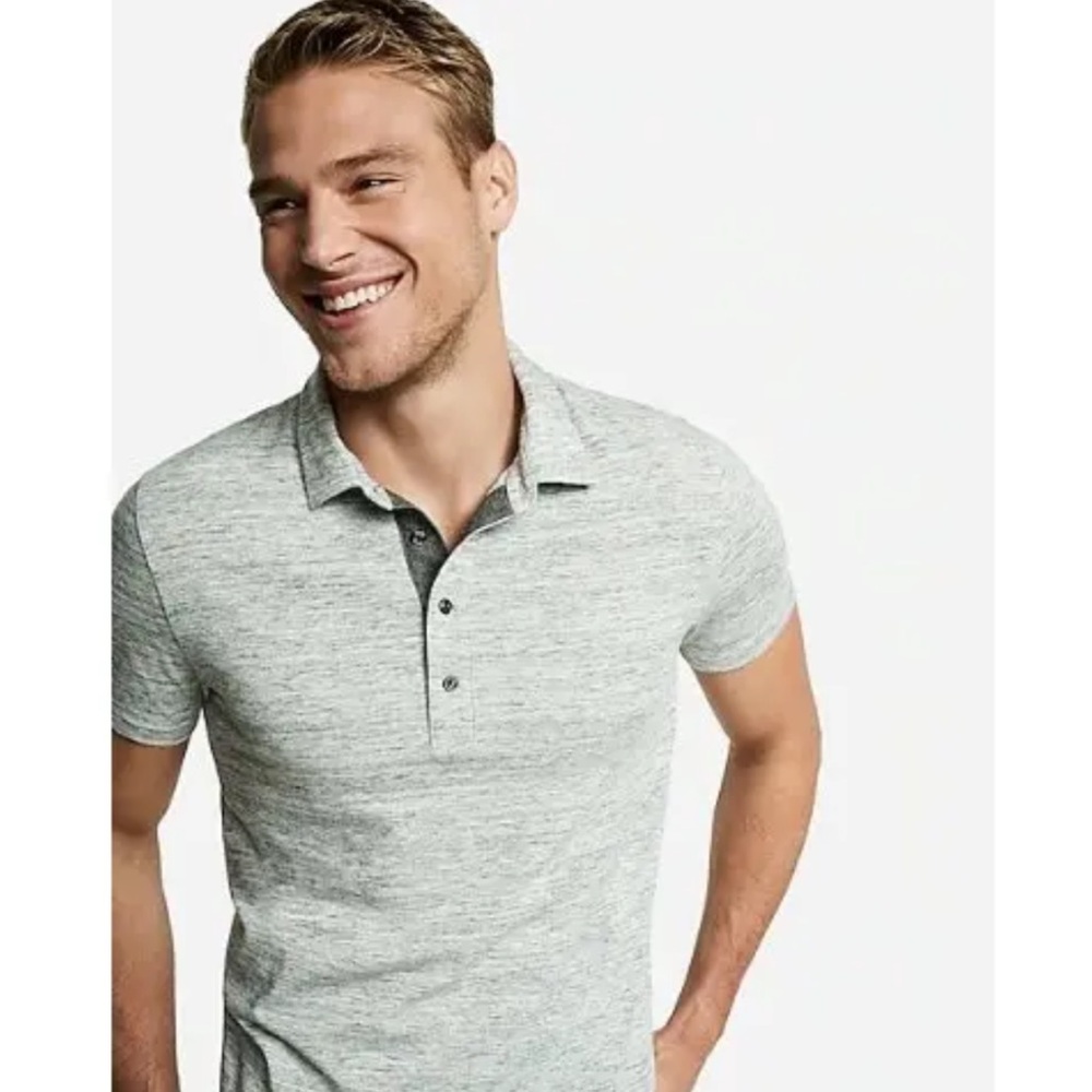Express Men's Heather Gray Polo Shirt